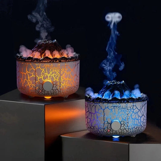 Volcanic Lava Aromatherapy Humidifier – Flame Effect with Simulated Smoke Rings