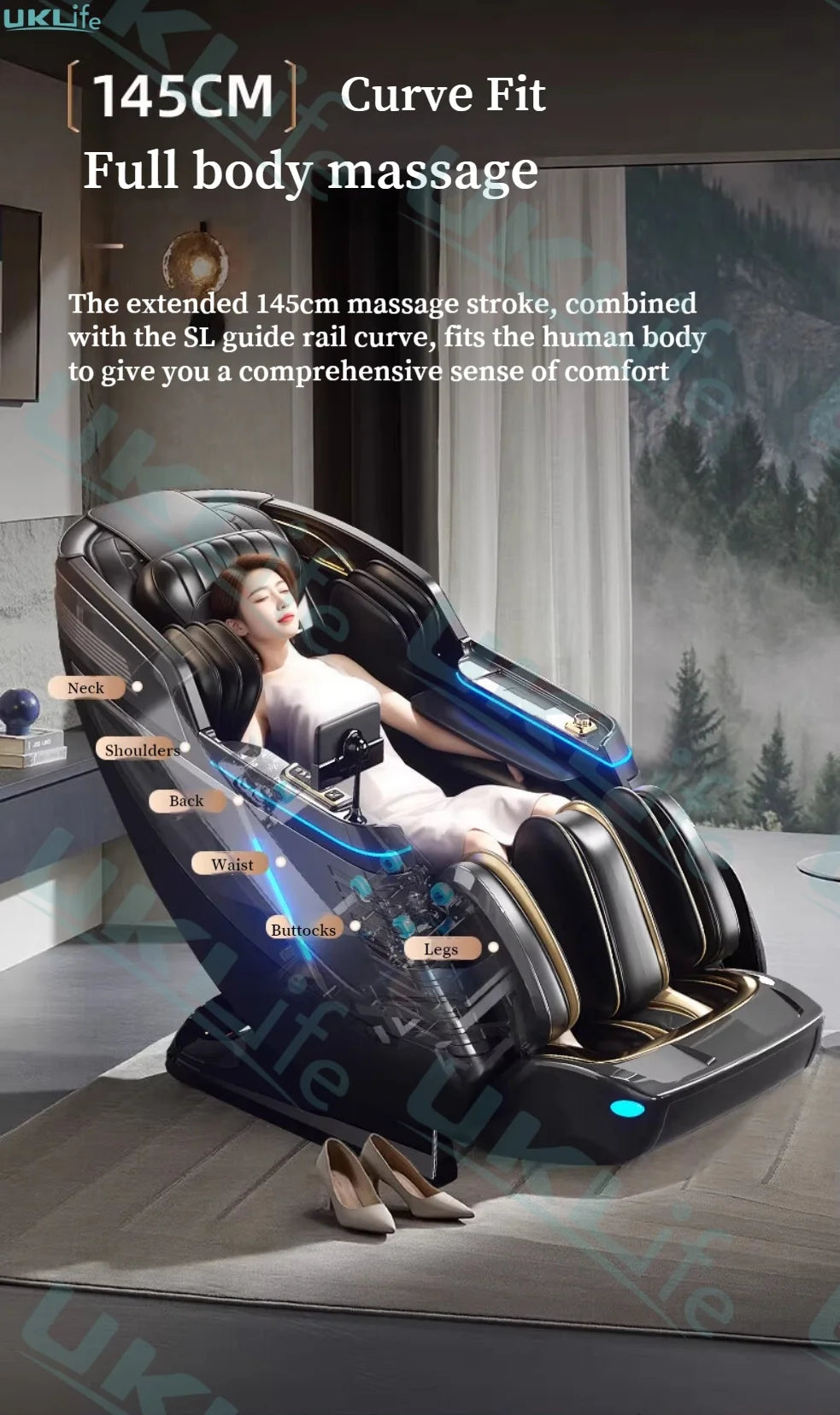 Neuer Dual Core Massagesessel 2025 Fortschrittlicher 4D Zero Gravity Body Scan Ganzkörper-Airbag Shiatsu Rücken- und Fußrollen-Liegesessel für Zuhause
