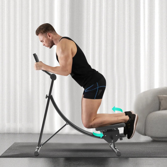 Bauchtrainer klappbar Bauchmuskeltrainer Karbonstahl Schaumstoff ABS Schwarz 3 Gänge 0-180° Rotation LED-Anzeige Heim-Fitnessstudio