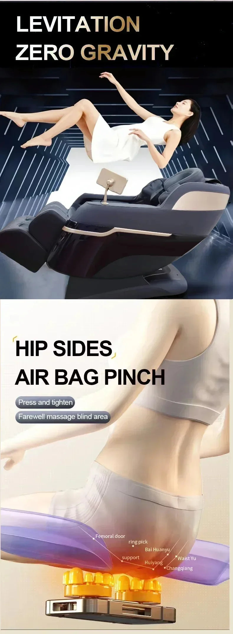 4D SL Tracking Massagesessel, Zero Gravity Liegesessel, Ganzkörper-Airbag-Massagesofa, Bürostuhl mit Touchscreen, 3 Jahre