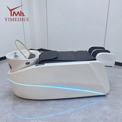 Japanische Head Spa Haarwaschmassagebett-Station Massagesessel mit Dampf-SPA-Kopf-Wassertherapie-Shampoobett