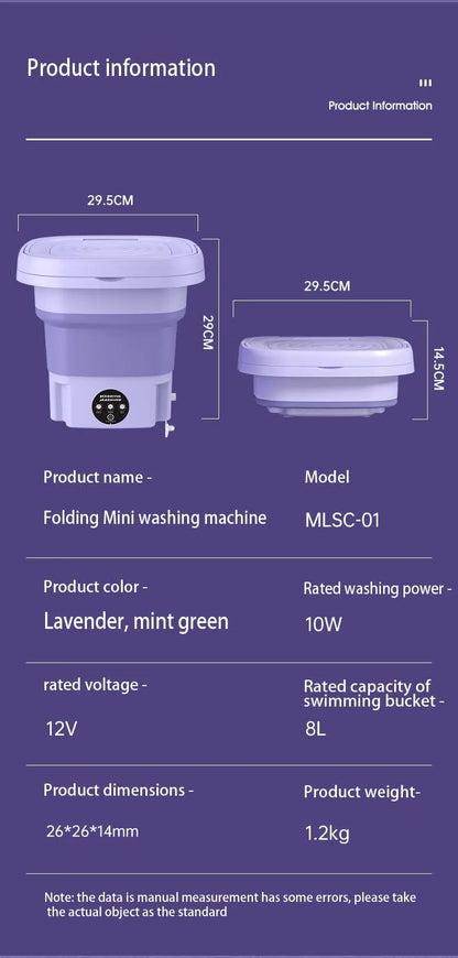 Zusammenklappbare Waschmaschine 8L, tragbare Socken, Unterwäsche, Slips, einziehbare Haushaltswaschmaschine, 3 Modelle mit Rotationswäschetrocknung