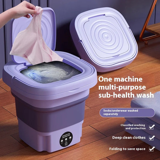 Kleine 8-Liter-faltbare tragbare Waschmaschine mit Schleudertrockner, für Socken, Unterwäsche, Slips, Mini-Haushaltswaschmaschine
