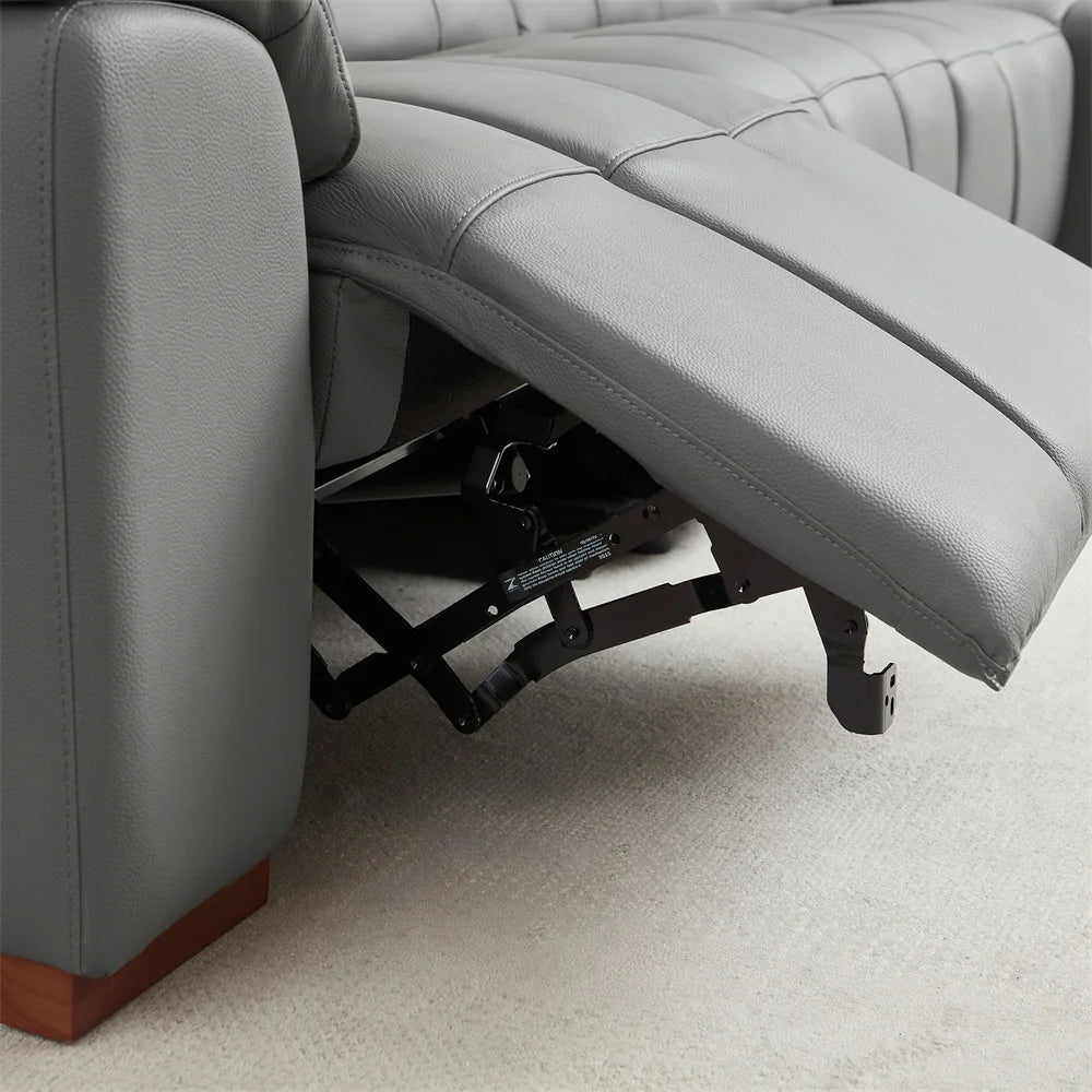 Kundenspezifisches Ledersofa in L-Form Lounge Multifunktions-Power-Smart-Relaxliege Elektrisches Ecksofa mit USB-Kopfstütze und Fußstütze
