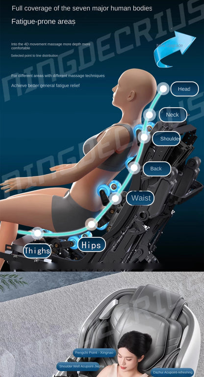 Luxury 4D SL Track 3D Zero Gravity Massage Chair Modern High End Electric Dual Core Zero Gravity Full Body  Massage Chair