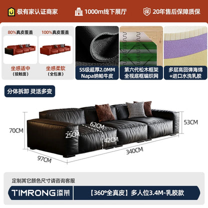Family Italian Living Room Sofas Genuine Leather Sectional Apartment Relaxing Sofa Elegant Comfortable Muebles Home Furniture