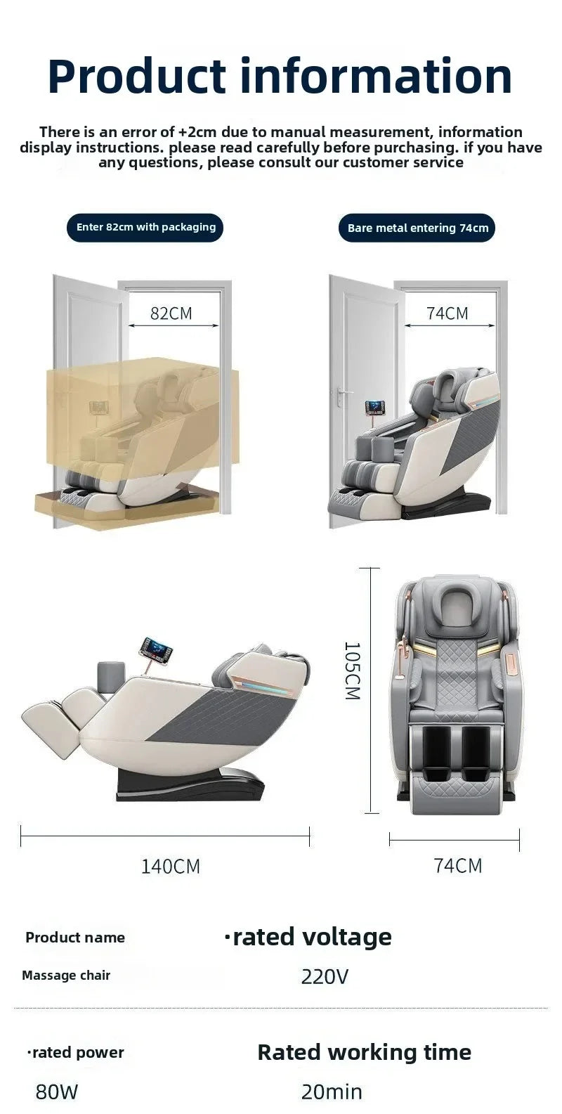Electric Full Body Massage Chair, AI Voice Function for Salon Andhouse Party, Luxury Edition Comfort Zero Gravity