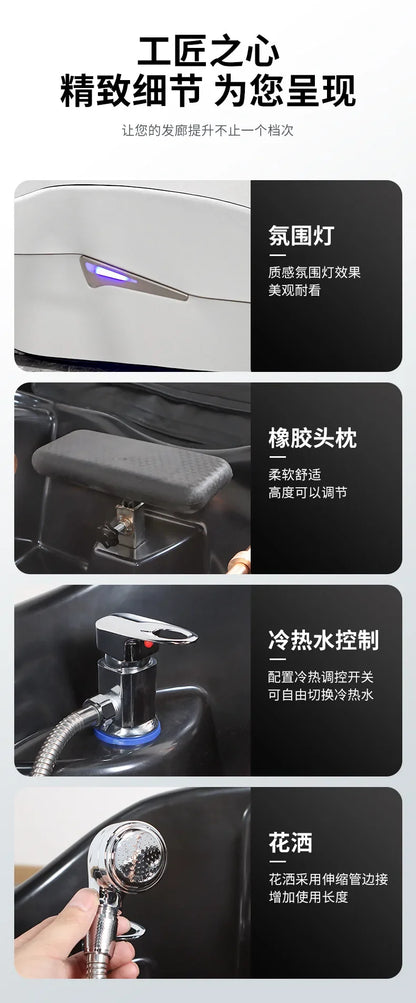 Fabrik Salon Möbel Friseurladen Elektrisches Massagebett Japanisches Kopf-Spa-Bett Wasserzirkulation Automatisches Massage-Shampoo-Bett