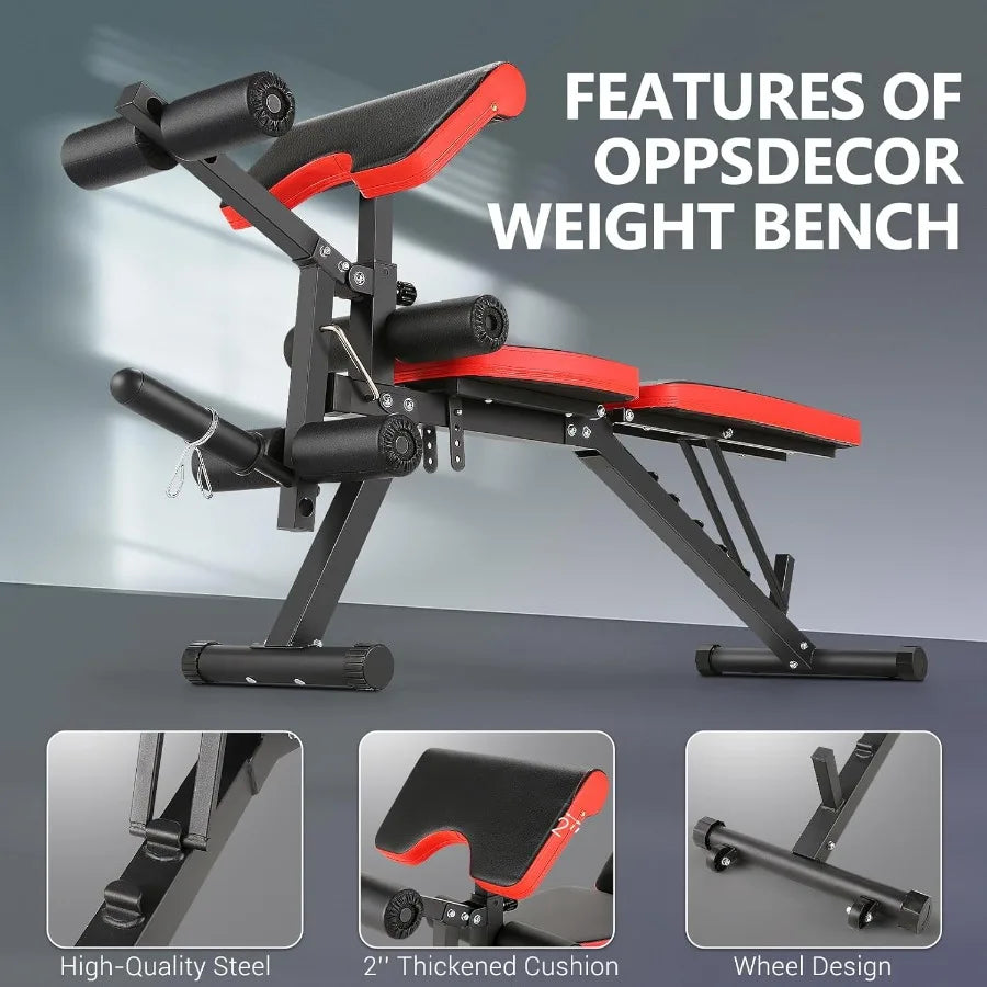 800LBS verstellbare Hantelbank für Home-Gym mit integriertem Beinstrecker und Beinbeuger, Bizepspolster, Multifunktions-Fitnessgerät