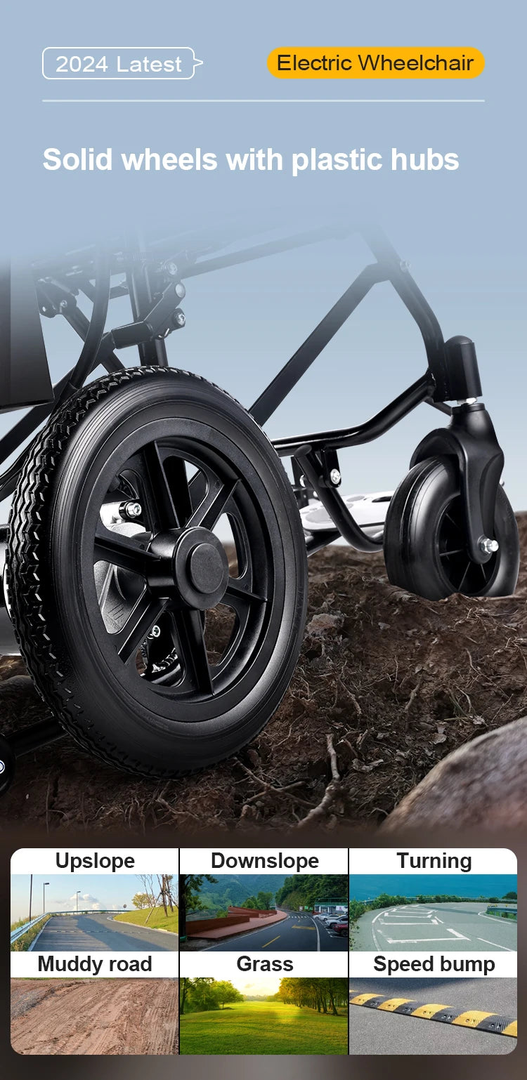 Hochwertiger faltbarer Elektrorollstuhl aus Aluminiumlegierung – Automatischer Gehwagen und Rollator für ältere und behinderte Pendler