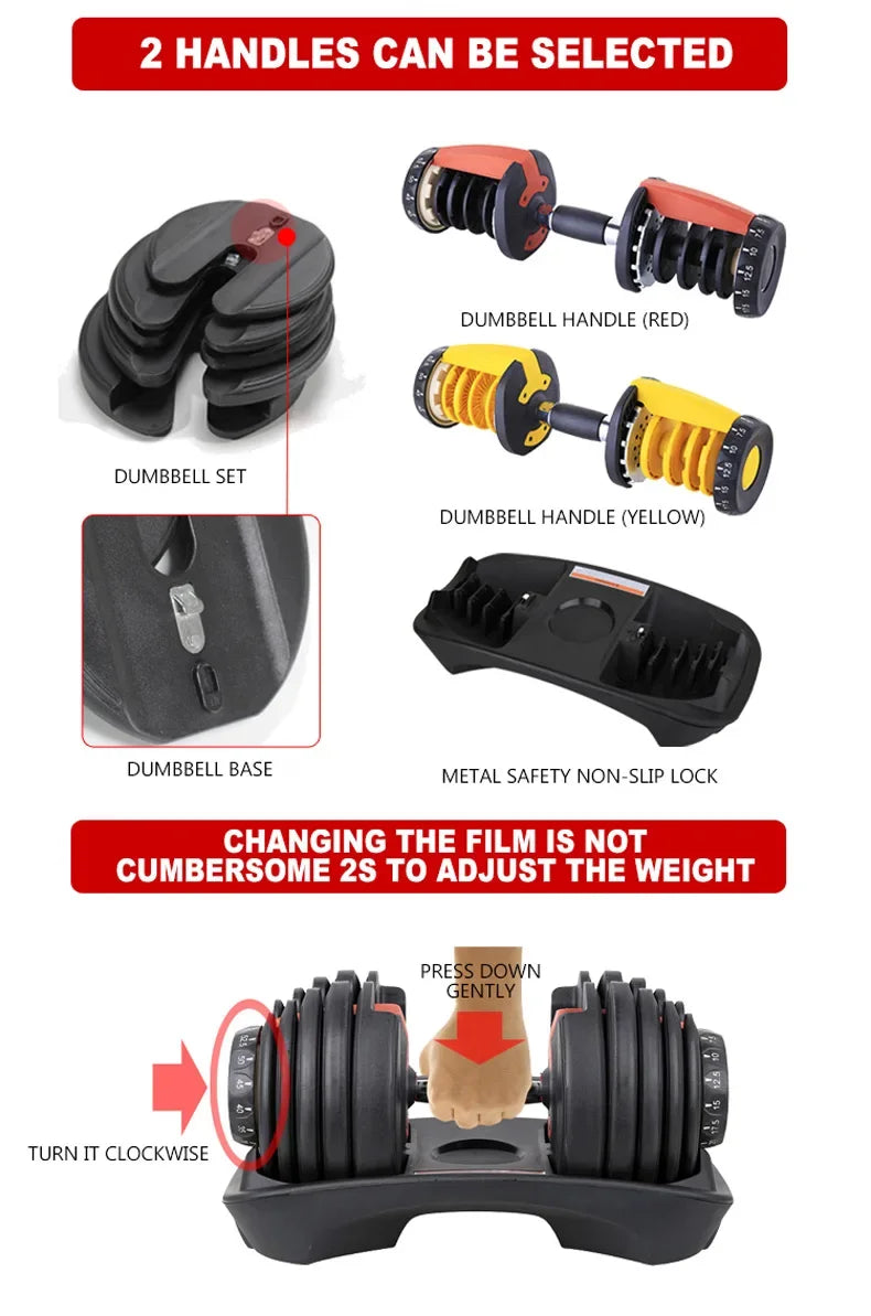 24KG Dumbbells Rubber Iron Adjustment Multiple Weight Dumbell Cheap Adjustable Dumbbells Home fitness equipment
