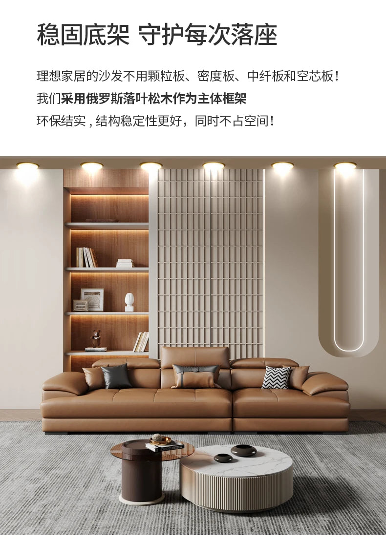 Europäisches Wohnzimmer-Sofa Echtleder-Ecksofa Modulares Luxus-Sofa Sala De Estar De Luxo Moderne Möbel