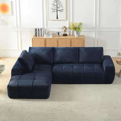 L-förmiges Luxus-Ecksofa aus Kunstfell, minimalistisches Design, bequeme Schlafcouch für Wohnzimmer, Apartments und Empfangsbereiche, Nein
