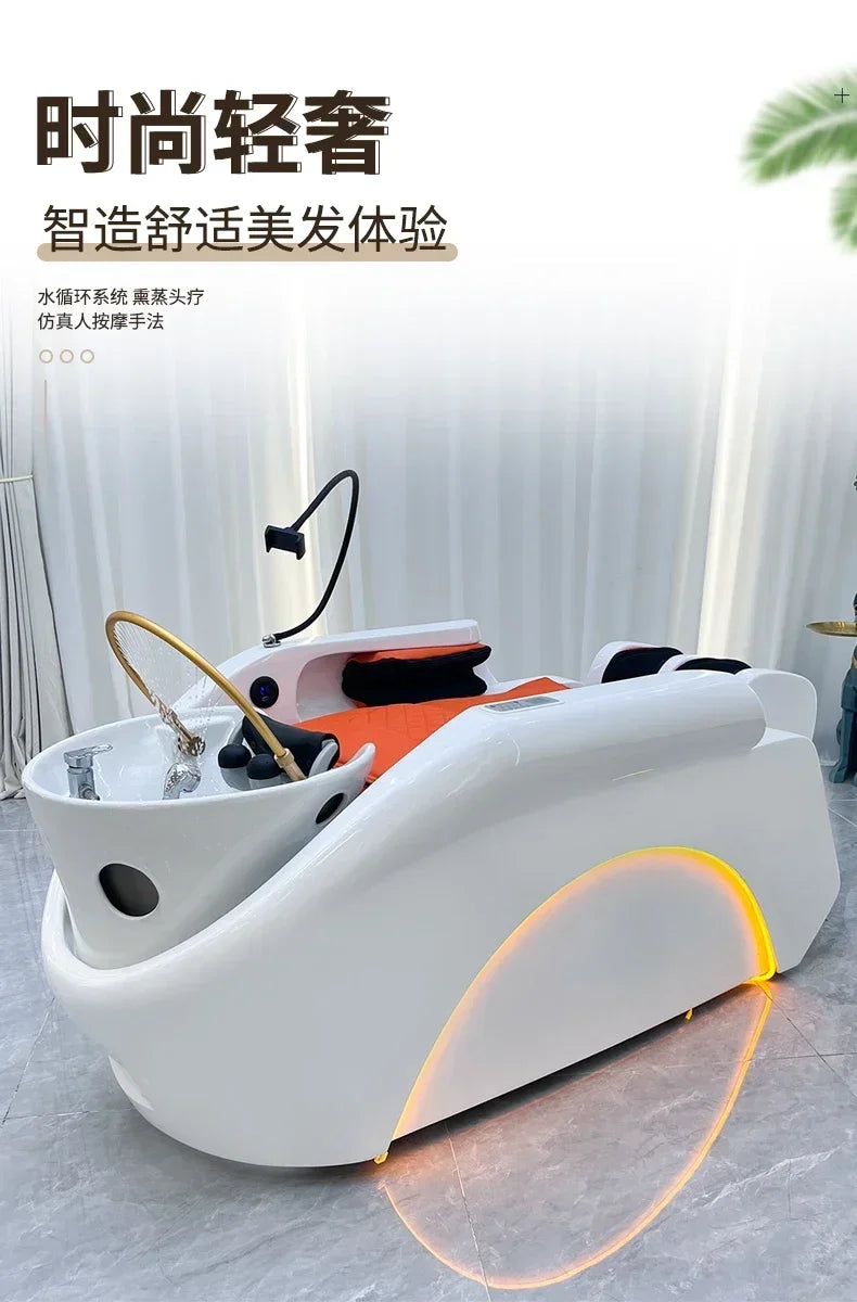 Asmt59 High-End Intelligente Massageshampoo-Liege Spezielle Wassertemperatur-Zirkulation Automatische Multifunktions-Friseursalon-Waschanlage