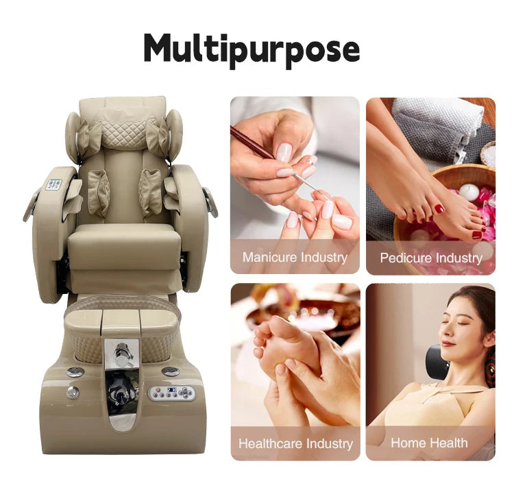 Professional No Plumbing Luxury Foot Spa Pedicure Chair With Massage