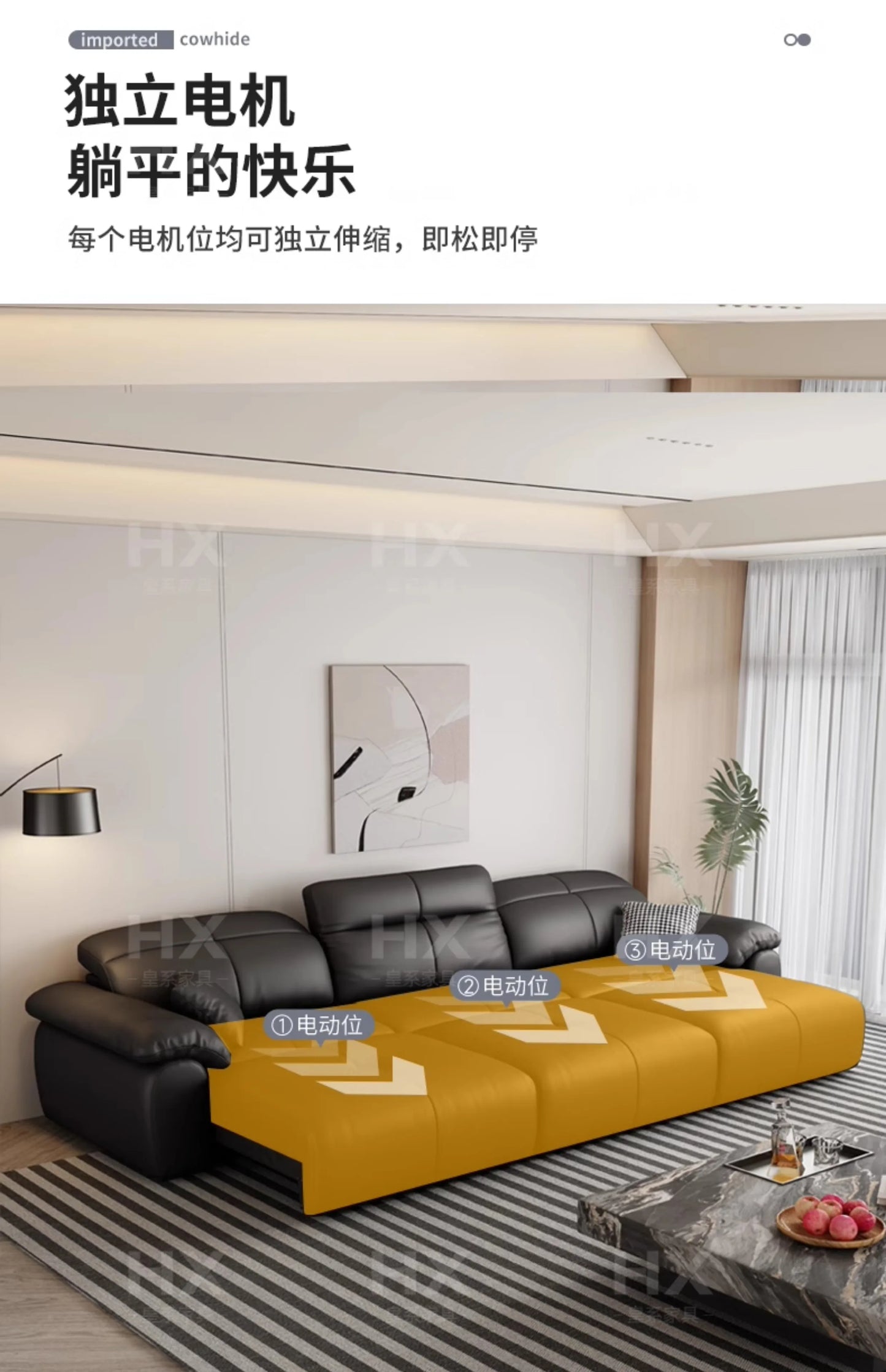 Genuine Leather Black Sofa Recliner Sectional Sleep Luxury Designer Sofa Daybed Modern Divano Soggiorno Couches Furniture