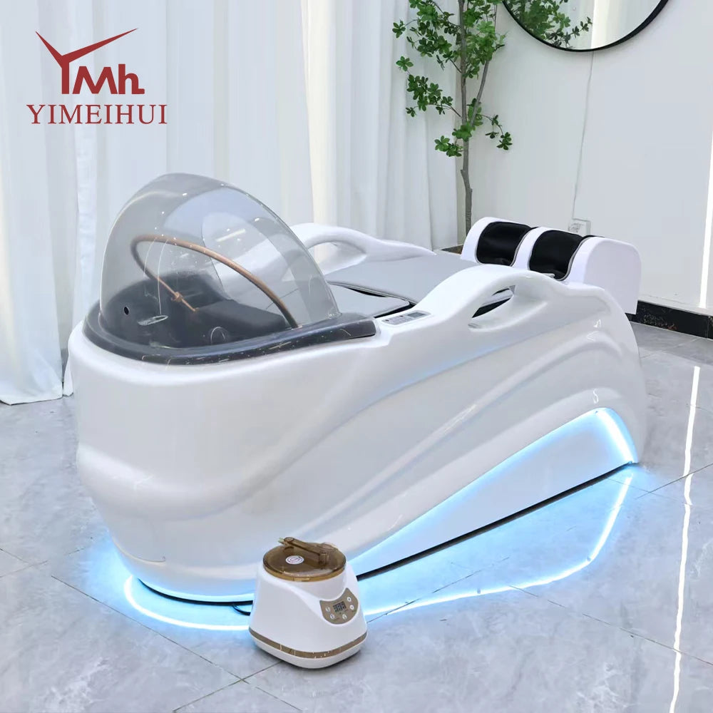 Weißer Fiberglas-Headspa-Tisch elektrische Massage Shampoo-Liege mit Wasserkreislauf