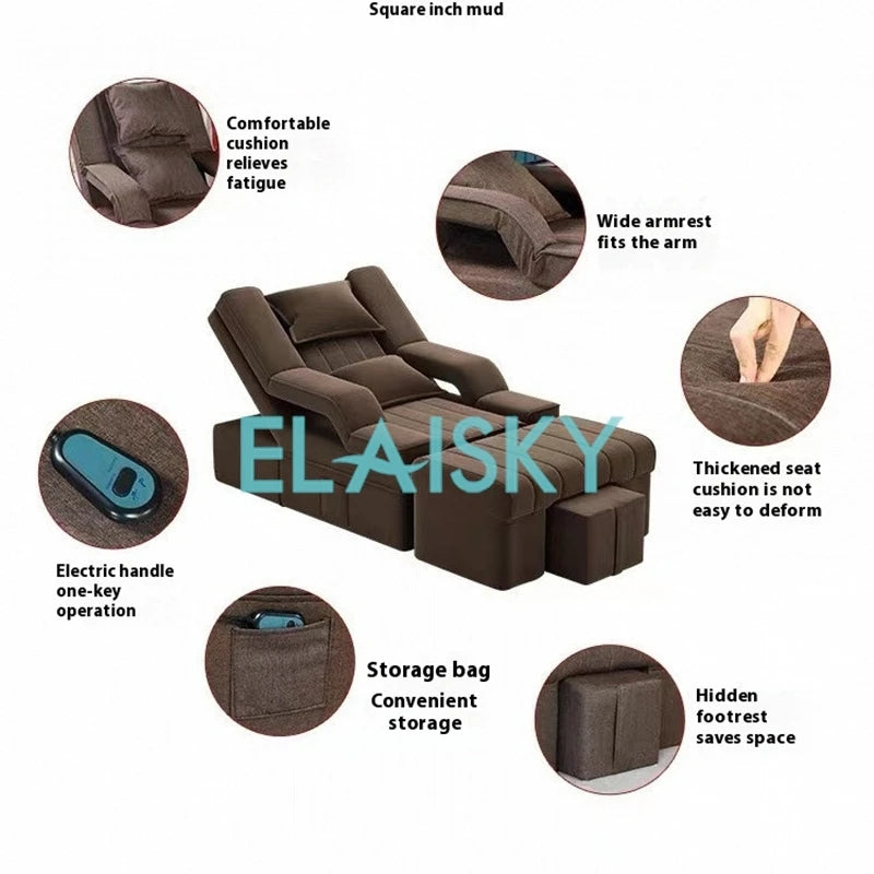 Electric Reclining Chair Foot Massage Sofa Foot Massage Foot Bath Bed Nail Eyelash Beauty Salon Sofa Chairs Cozy Massage Sofa