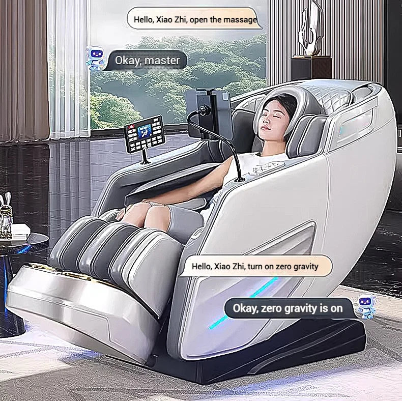 2025 4D-Massagesessel Shiatsu-Massage Ganzkörpermassagesessel Schwerelosigkeit, ausziehbare Fußstütze, SL Track Heizung Airbags, Heizung