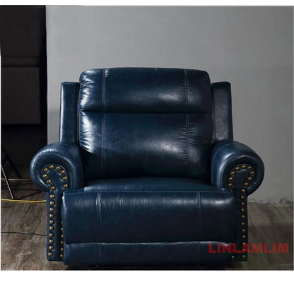 MINGDIBAO Luxuriöses Sofa-Set aus echtem Leder mit elektrischer Relaxfunktion, L-förmige elektrische Relax-Couch mit Nagelverzierung, Heimkinositz