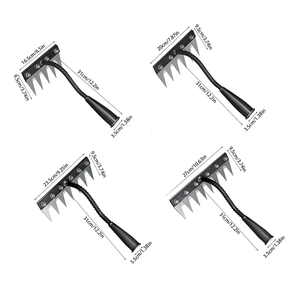 Râteau de désherbage de jardin à 5/6/7/8 dents, râteau amovible en acier au carbone, houe de sol, râteau en paille agricole, outils de désherbage multi-usages