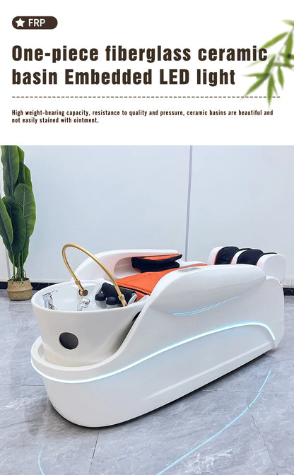 Salon Supplies Water Circulation Table Electric Massage Hairdressing Shampoo Bed Therapy Head for Hair Wash Massage Services