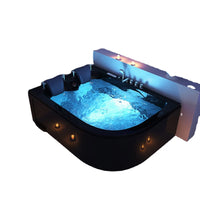 Schwarze Acryl-2-Personen-freistehende Luftstrahl-Massage-Badewanne Whirlpool Intelligente LED-Licht-Spa-Badewanne