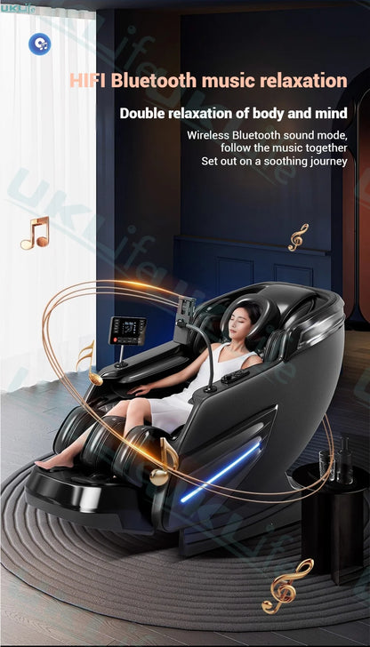 2025 Upgrade 6D Jade-Rollen-Massagesessel mit KI-Sprachsteuerung, automatischem Körperscan, Thai-Stretching & Handyhalter – Schwerelosigkeit F