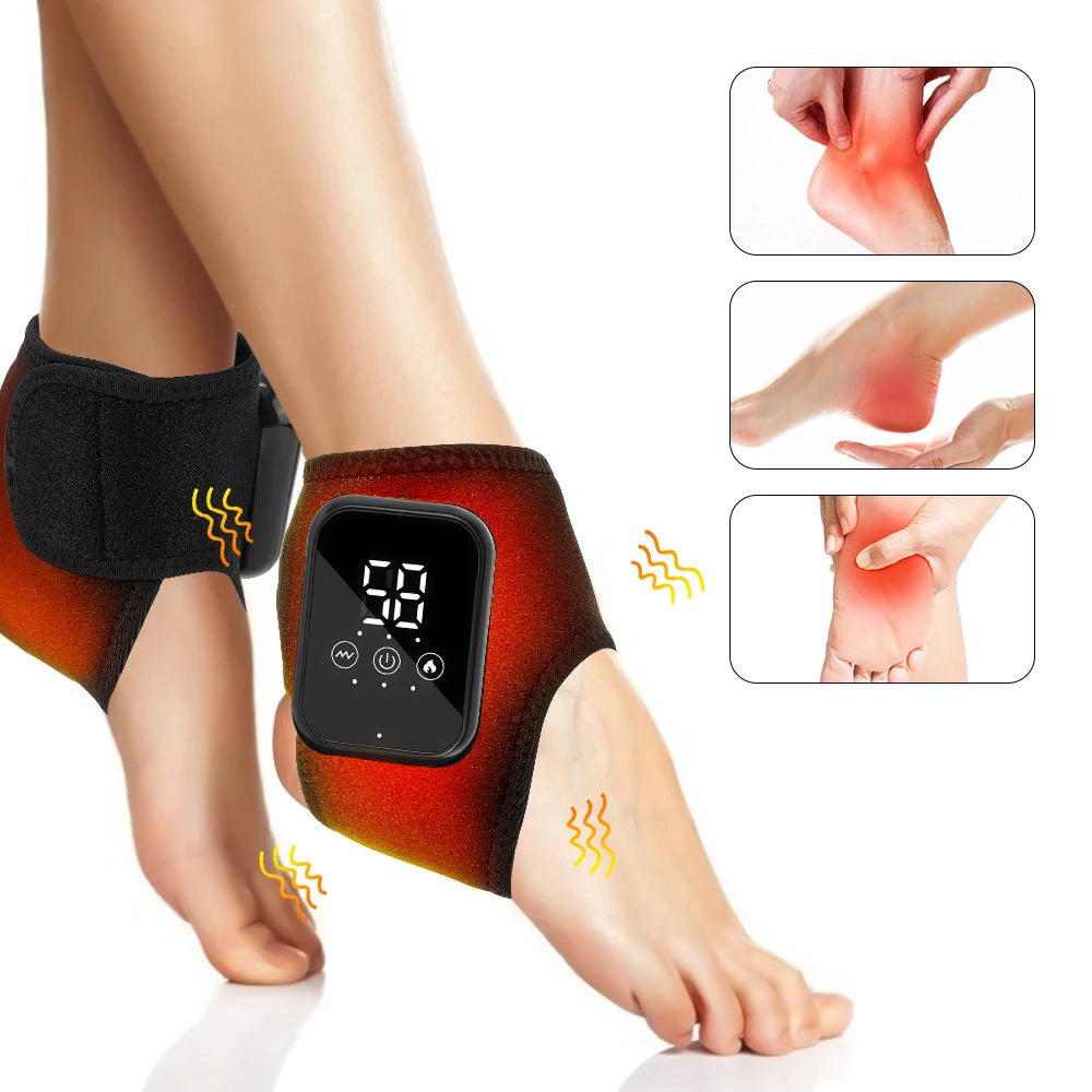Elektrische Knöchelheizung Massage Heißkompresse Vibration Fußmassage 3 Heizstufen Knöchelstütze Fußwärmer Massage