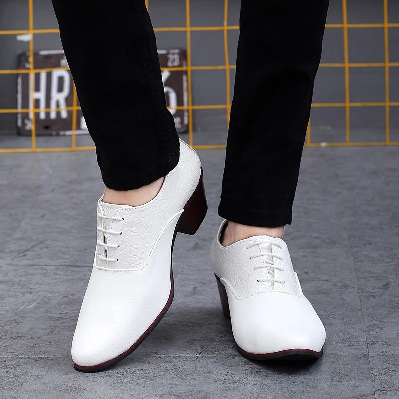 New Classic High Heel Men’s Leather Oxfords – Luxury Designer Wedding & Formal Shoes