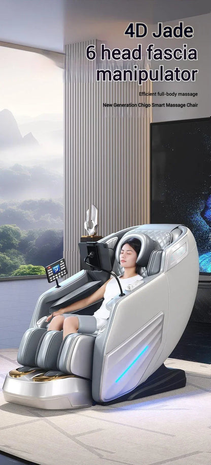 2025 4D-Massagesessel Shiatsu-Massage Ganzkörpermassagesessel Schwerelosigkeit, ausziehbare Fußstütze, SL Track Heizung Airbags, Heizung