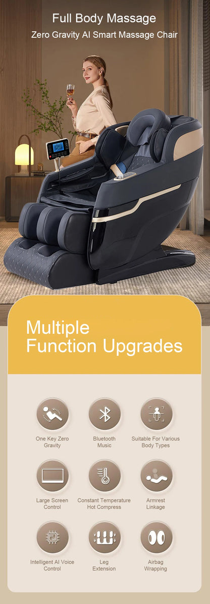 2025 new model massage chair 4d zero gravity full body AirBag Wrapped Automatic Heating Kneading Bluetooth music 3-year warranty