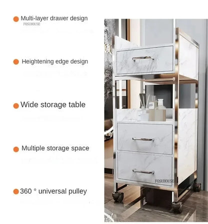 Spezielle Salon-Rollwagen Schrank Friseursalon Kommerzielle Möbel Barbier-Shop Multifunktionaler Aufbewahrungswagen mit Schublade