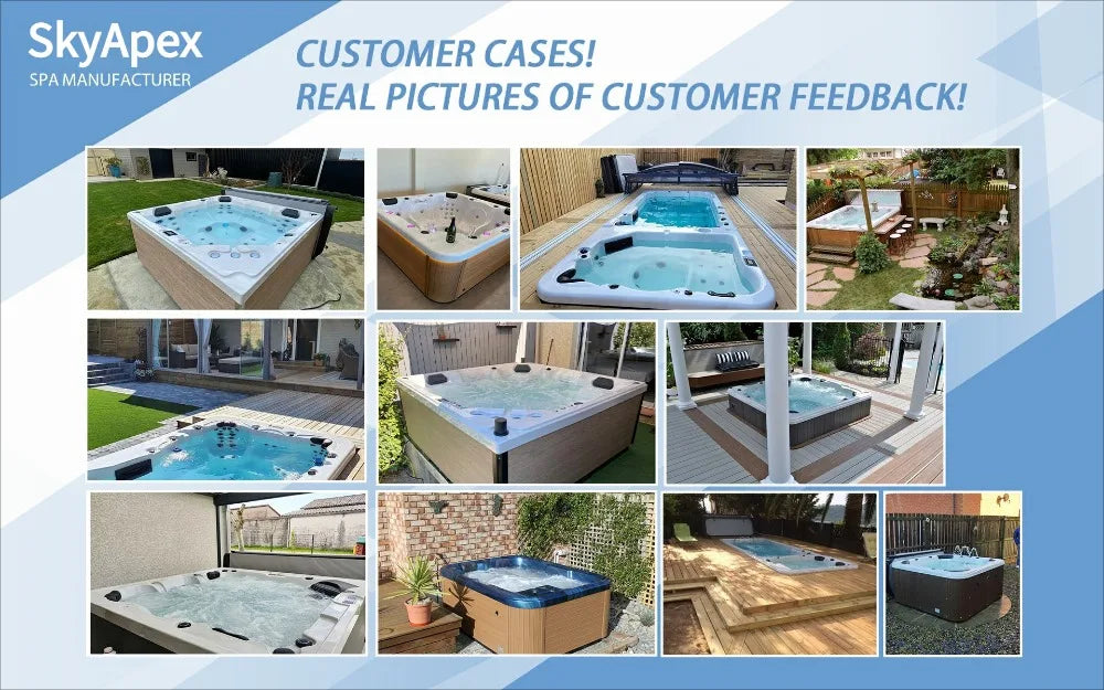 Luxuriöser beheizter Outdoor-Whirlpool 2,1 x 2,1 x 0,9 m für 5 Personen gleichzeitig, geeignet für Terrassen und Hotels FOB