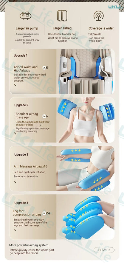 3 Year Warranty Dual-core 4D SL-Track Zero Gravity full body Massage Chair Home 3D Thai Stretch Electric leg lift Massage Sofa