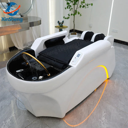 XinSheng Professionelles elektrisches Massagebett Kopf-SPA-Salon-Massagetisch Haarwasch-Räucherbetten Friseursalon Intelligente Möbel