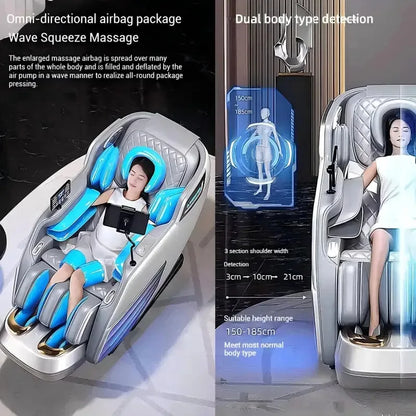 2025 4D-Massagesessel Shiatsu-Massage Ganzkörpermassagesessel Schwerelosigkeit, ausziehbare Fußstütze, SL Track Heizung Airbags, Heizung