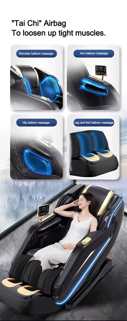 Luxus-Massagesessel Zero Gravity Ganzkörper-Airbag SL-Track Heizung Bluetooth-Musik AI-Sprache Bürostuhl 3 Jahre Garantie