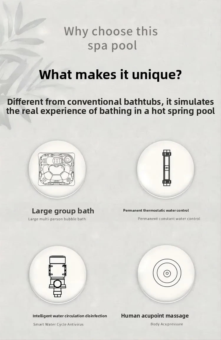 Smart Whirlpool Jacuzzi Spa-Wanne Tragbare Innen- und Außen-Badewanne mit Surfmassage Außen-Massagebadewanne Luft-Wasserdüse Möbel