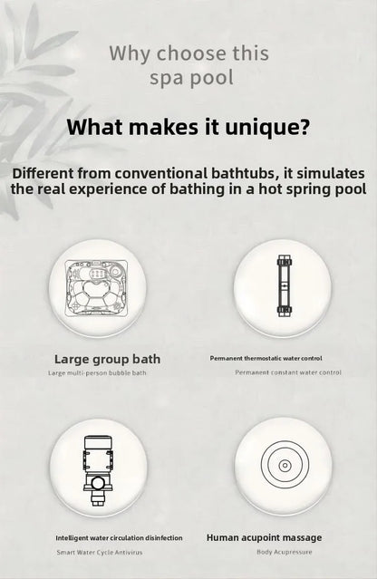 Smart Whirlpool Jacuzzi Spa-Wanne Tragbare Innen- und Außen-Badewanne mit Surfmassage Außen-Massagebadewanne Luft-Wasserdüse Möbel