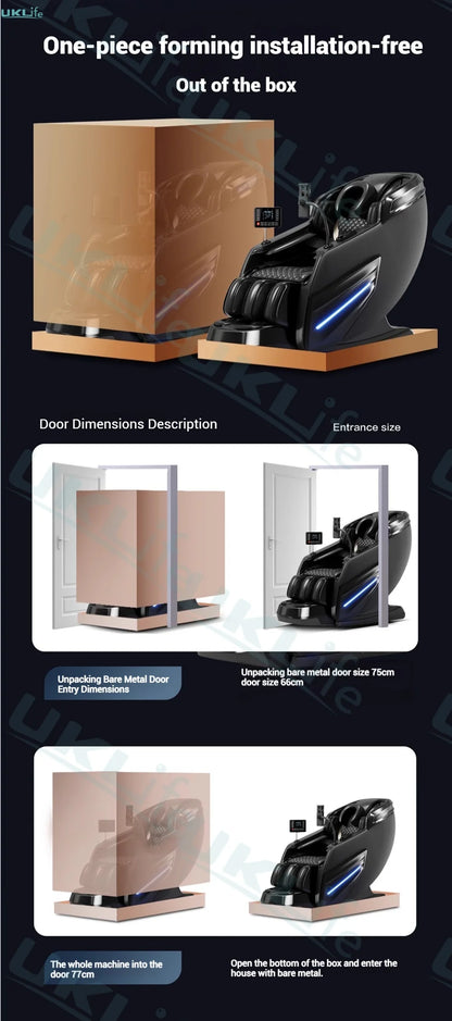 2025 Upgrade 6D Jade-Rollen-Massagesessel mit KI-Sprachsteuerung, automatischem Körperscan, Thai-Stretching & Handyhalter – Schwerelosigkeit F