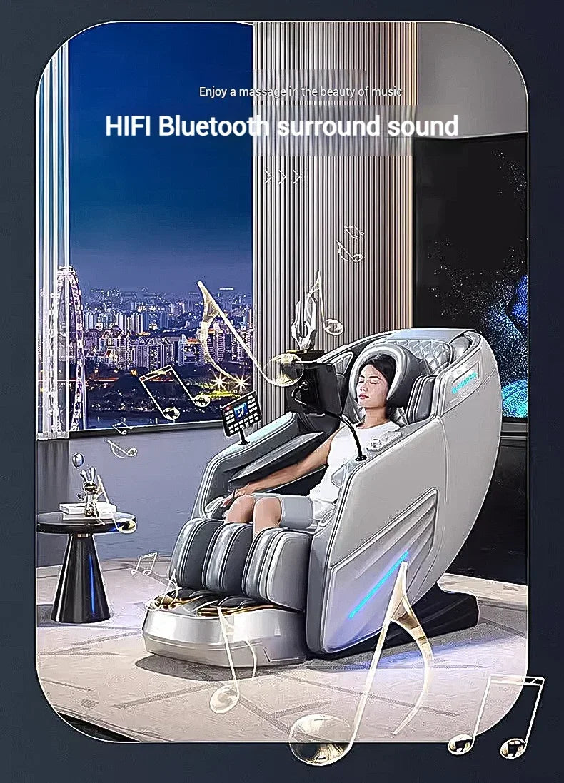 2025 4D-Massagesessel Shiatsu-Massage Ganzkörpermassagesessel Schwerelosigkeit, ausziehbare Fußstütze, SL Track Heizung Airbags, Heizung