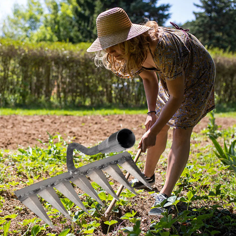 5/6/7/8 dents fer jardinage houe désherbage râteau outil agricole saisir râteau ameublissement sol clou râteau outil artefact herse outil agricole