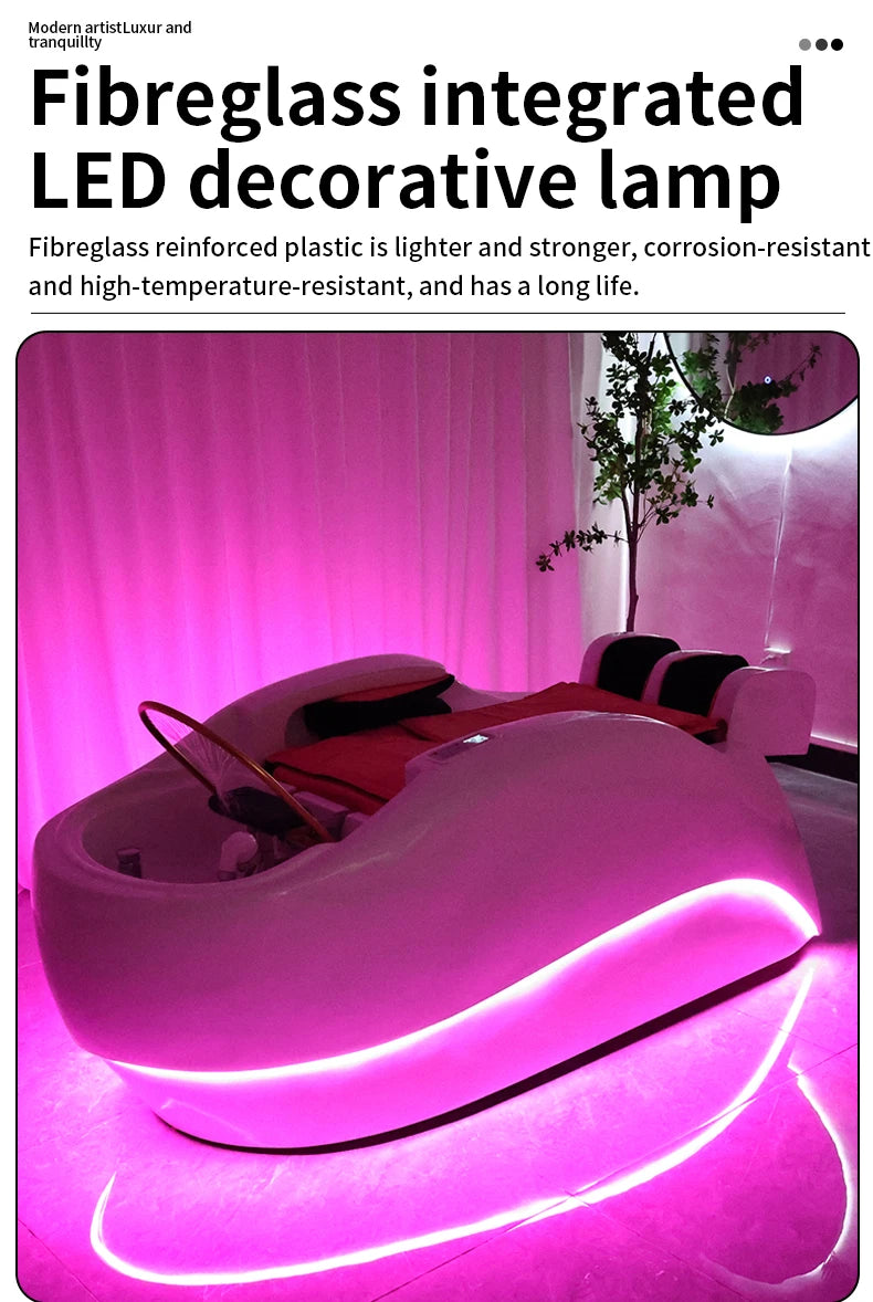 Friseursalon-Möbel Kopfhaut-Spa-Bett Elektrisches intelligentes 4D-Massage-Haarwasch-Wasserkreislauf-Shampoo-Stuhl mit Kopftherapie