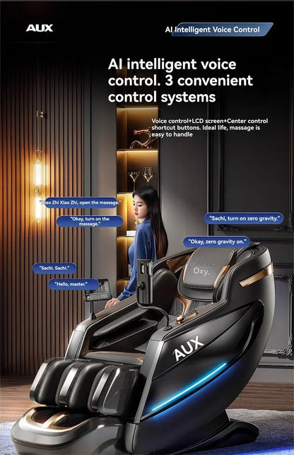 Dual-Core 6D+6D Massagesessel Ganzkörper-Schwerelosigkeits-Massagesessel mit Heizung Tiefenentspannungs-Massagesessel
