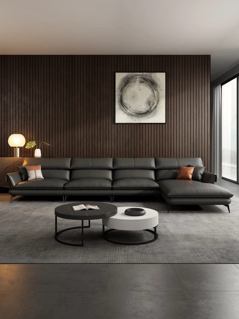 Best Seller Modern Leather Sofa Corner Simple Living Room Italian Luxury Leather Blue Sofa L Shaped Sectional Couch