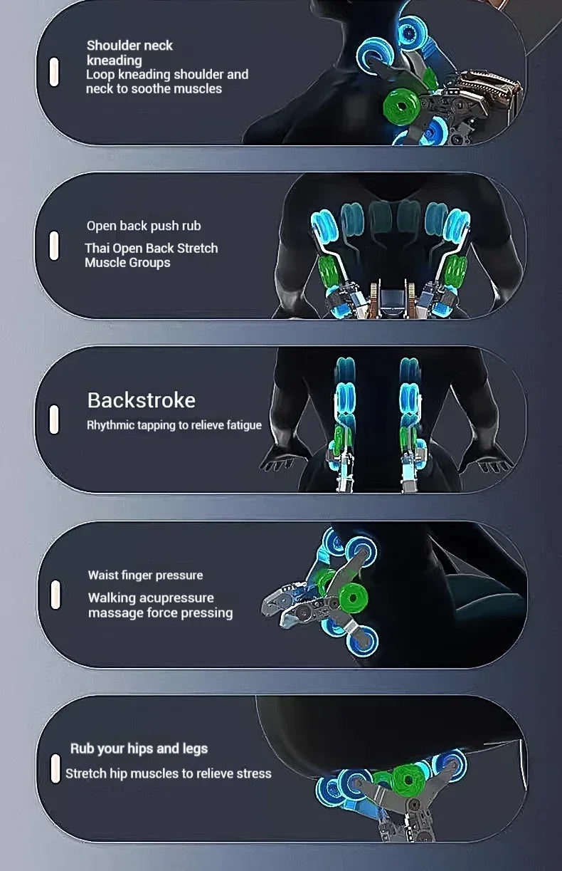2025 4D-Massagesessel Shiatsu-Massage Ganzkörpermassagesessel Schwerelosigkeit, ausziehbare Fußstütze, SL Track Heizung Airbags, Heizung