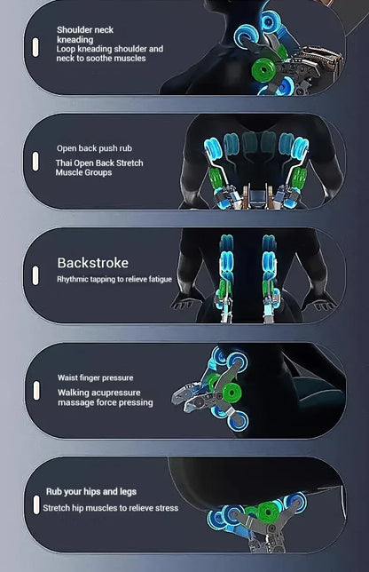 2025 4D-Massagesessel Shiatsu-Massage Ganzkörpermassagesessel Schwerelosigkeit, ausziehbare Fußstütze, SL Track Heizung Airbags, Heizung