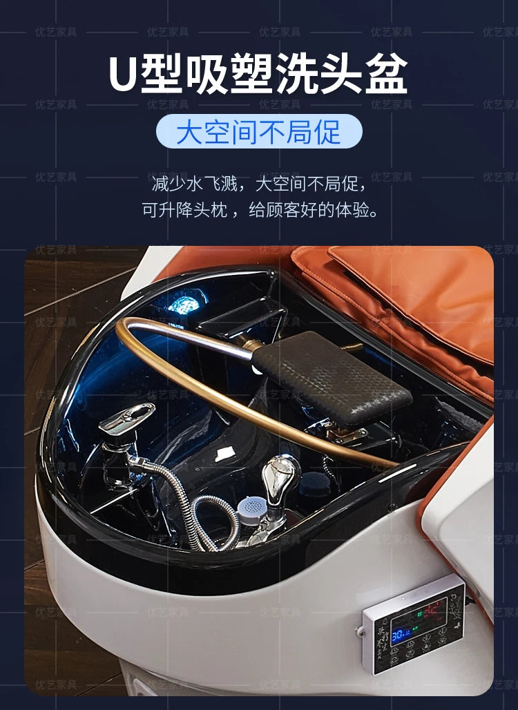 Elektrisches intelligentes Massage-Shampoo-Bett für Friseursalons, spezielles Begasungs-Kopfbehandlungs-Wasserzirkulationsbett