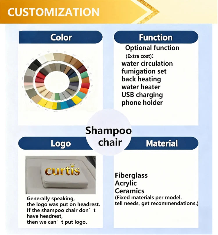 Hersteller liefert Head Spa Bett Haar-Shampoo-Stuhl LED-Licht elektrische Massage Shampoo-Stuhl mit Kopf-Physiotherapie-Shampoo